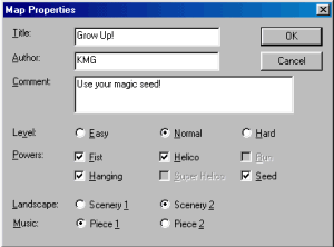 Map properties dialog box